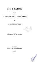 Atti e memorie delle Rr. Deputazioni di storia patria per le provincie dell'Emilia