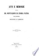 Atti e memorie delle RR. Deputazioni di storia patria per le provincie modenesi e parmensi