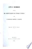 Atti e memorie delle RR. Deputazioni di storia patria per le provincie modenesi e parmensi