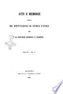 Atti e memorie delle RR. Deputazioni di storia patria per le provincie modenesi e parmensi