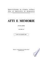 Atti e memorie - Deputazione di storia patria per le provincie di Romagna