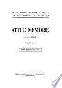 Atti e memorie - Deputazione di storia patria per le provincie di Romagna