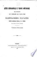 Atti episcopali e nuovi opuscoli
