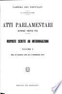 Atti parlamentari. Risposte scritte ad interrogazioni
