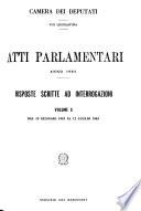 Atti parlamentari. Risposte scritte ad interrogazioni