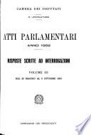Atti parlamentari. Risposte scritte ad interrogazioni
