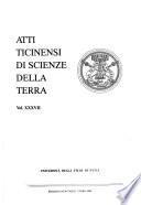 Atti ticinensi di scienze della terra