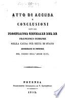 Atto di accusa e conclusioni date dal procurator generale del re Francesco Echaniz nella causa per reità di stato consumate in Potenza nel corso dell'anno 1848