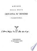 Azioni della beata Giovanna M.a Bonomo vicentina