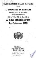 Bartolommeo dalla Cavalla, ossia, L'Innocente in Periglio