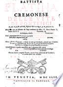 BATTISTA PLATINA CREMONESE DELLE VITE DE' PONTEFICI DAL SALVATOR NOSTRO SINO A PAOLO II.