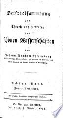Beispielsammlung zur Theorie und Literatur der Schönen Wissenschaften
