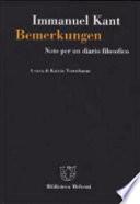 Bemerkungen. Note per un diario filosofico