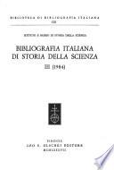 Bibliografia italiana di storia della scienza: (1984)
