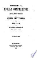 Bibliografia sicola sistematica o Apparato metodico alla storia letteraria della Sicilia di Alessio Narbone