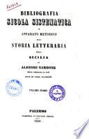 Bibliografia sicola sistematica o Apparato metodico alla storia letteraria della Sicilia di Alessio Narbone