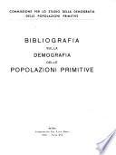 Bibliografia sulla demografia delle popolazioni primitive