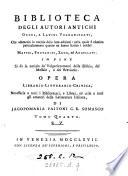 Biblioteca degli autori antichi greci, e latini volgarizzati 5 tom