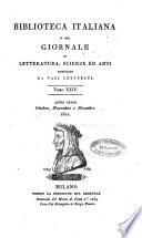 Biblioteca italiana, o sia Giornale di letteratura, scienze ed arti