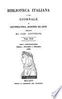 Biblioteca italiana, o sia Giornale di letteratura, scienze ed arti