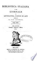 Biblioteca italiana, o sia giornale di letteratura, scienze ed arti ...