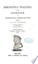 Biblioteca italiana, o sia Giornale di letteratura, scienze ed arti