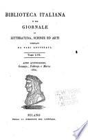 Biblioteca italiana, o sia giornale di letteratura, scienze ed arti ...