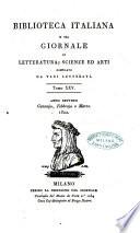 Biblioteca italiana, o sia Giornale di letteratura, scienze ed arti
