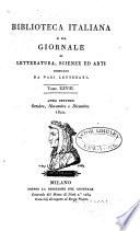 Biblioteca italiana, o sia giornale di letteratura, scienze ed arti ...
