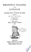 Biblioteca italiana, o sia Giornale di letteratura, scienze ed arti