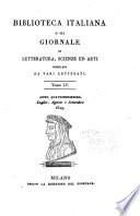 Biblioteca italiana, o sia giornale di letteratura, scienze ed arti ...
