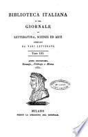 Biblioteca italiana, o sia Giornale di letteratura, scienze ed arti