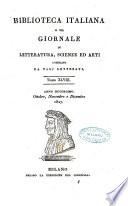 Biblioteca italiana, o sia Giornale di letteratura, scienze ed arti