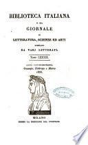 Biblioteca italiana, o sia Giornale di letteratura, scienze ed arti