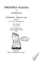 Biblioteca italiana, o sia Giornale di letteratura, scienze ed arti