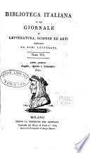 Biblioteca italiana, o sia giornale di letteratura, scienze ed arti ...