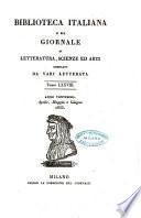 Biblioteca italiana, o sia Giornale di letteratura, scienze ed arti