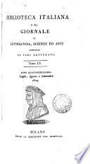 Biblioteca italiana; ossia Giornale di letteratura, scienze ed arti compilato da una società di letterati