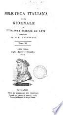 Biblioteca italiana; ossia Giornale di letteratura, scienze ed arti compilato da una società di letterati