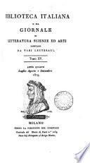 Biblioteca italiana; ossia Giornale di letteratura, scienze ed arti compilato da una società di letterati