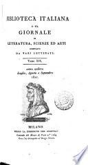 Biblioteca italiana; ossia Giornale di letteratura, scienze ed arti compilato da una società di letterati