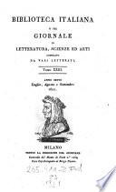 Biblioteca italiana ossia giornale di letteratura scienze ed arti compilato da una societa di letterati