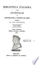 Biblioteca italiana ossia giornale di letteratura scienze ed arti compilato da una societa di letterati