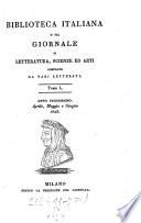 Biblioteca italiana ossia giornale di letteratura scienze ed arti compilato da una societa di letterati
