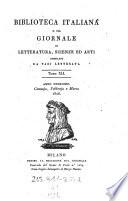 Biblioteca italiana ossia giornale di letteratura scienze ed arti compilato da una societa di letterati