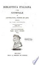 Biblioteca italiana ossia giornale di letteratura scienze ed arti compilato da una societa di letterati