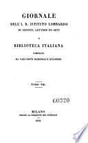 Biblioteca italiana ossia giornale di letteratura scienze ed arti compilato da una societa di letterati