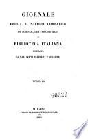 Biblioteca italiana ossia giornale di letteratura scienze ed arti compilato da una societa di letterati