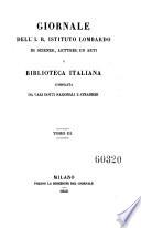 Biblioteca italiana ossia giornale di letteratura scienze ed arti compilato da una societa di letterati