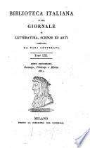 Biblioteca italiana ossia giornale di letteratura, scienze ed arti